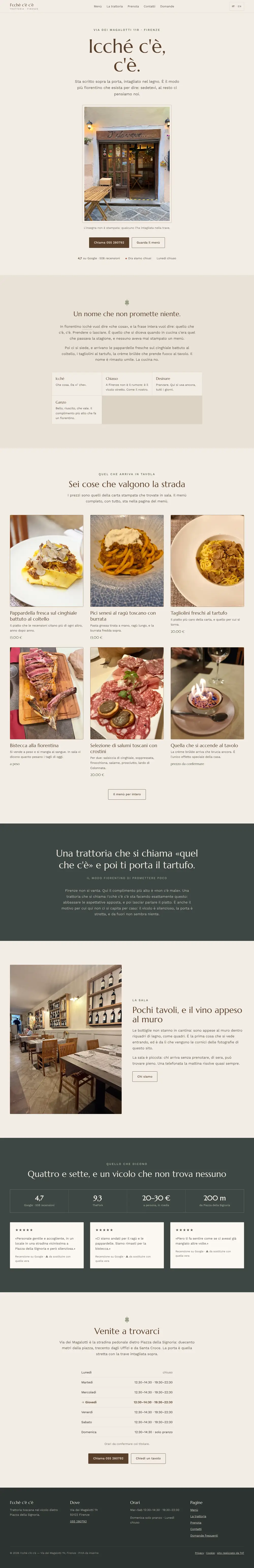 La pagina del sito demo di I'cchè c'è c'è, dall'inizio alla fine